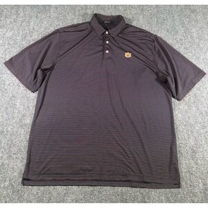J&M Collection Auburn Tigers Mens 2XL Blue Orange Striped Performance Polo WDE